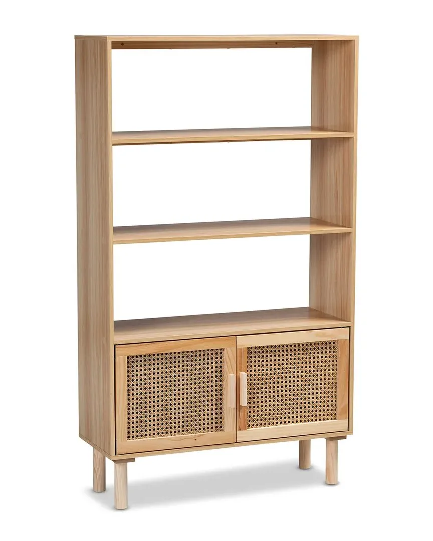 Faulkner 2-Door Bookcase with Storage - Beige, Rattan image