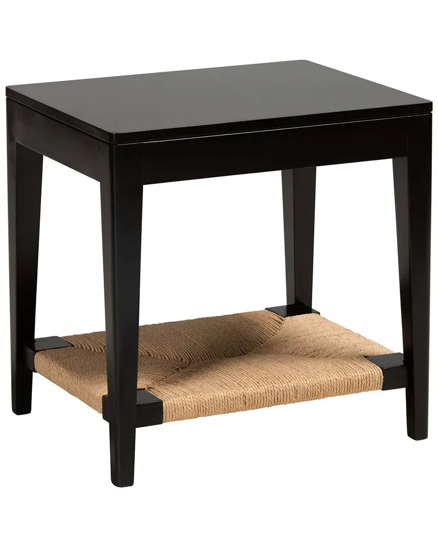 Freya Bohemian End Table with Storage - Black, Bayur Wood image