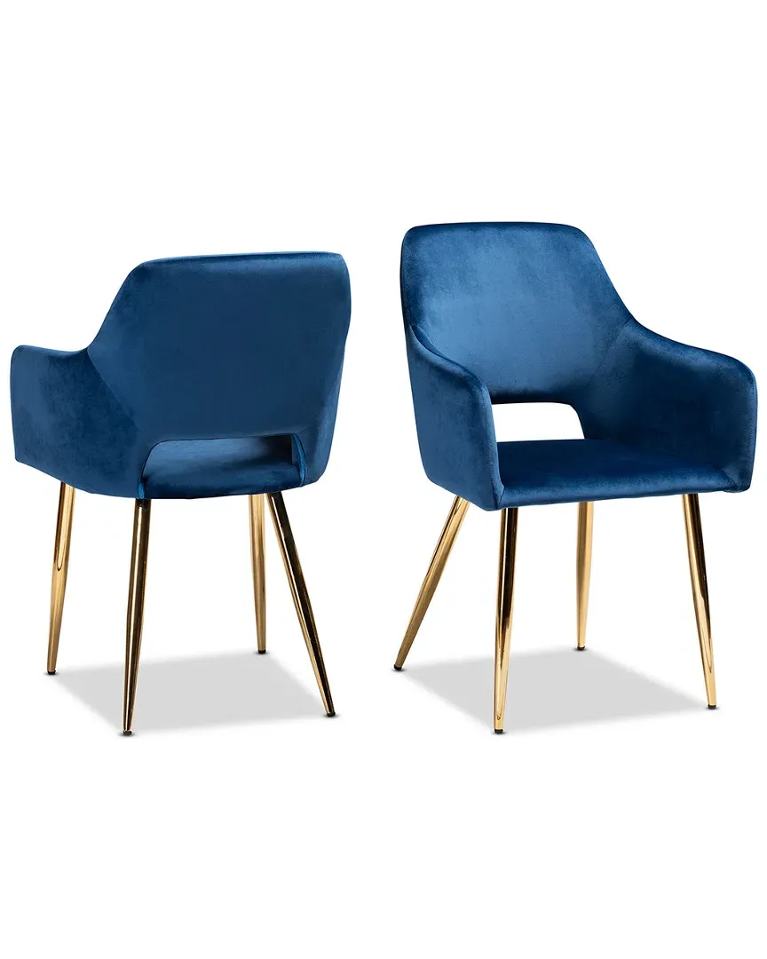 Germaine 2-Piece Dining Chair Set - Blue, Velvet