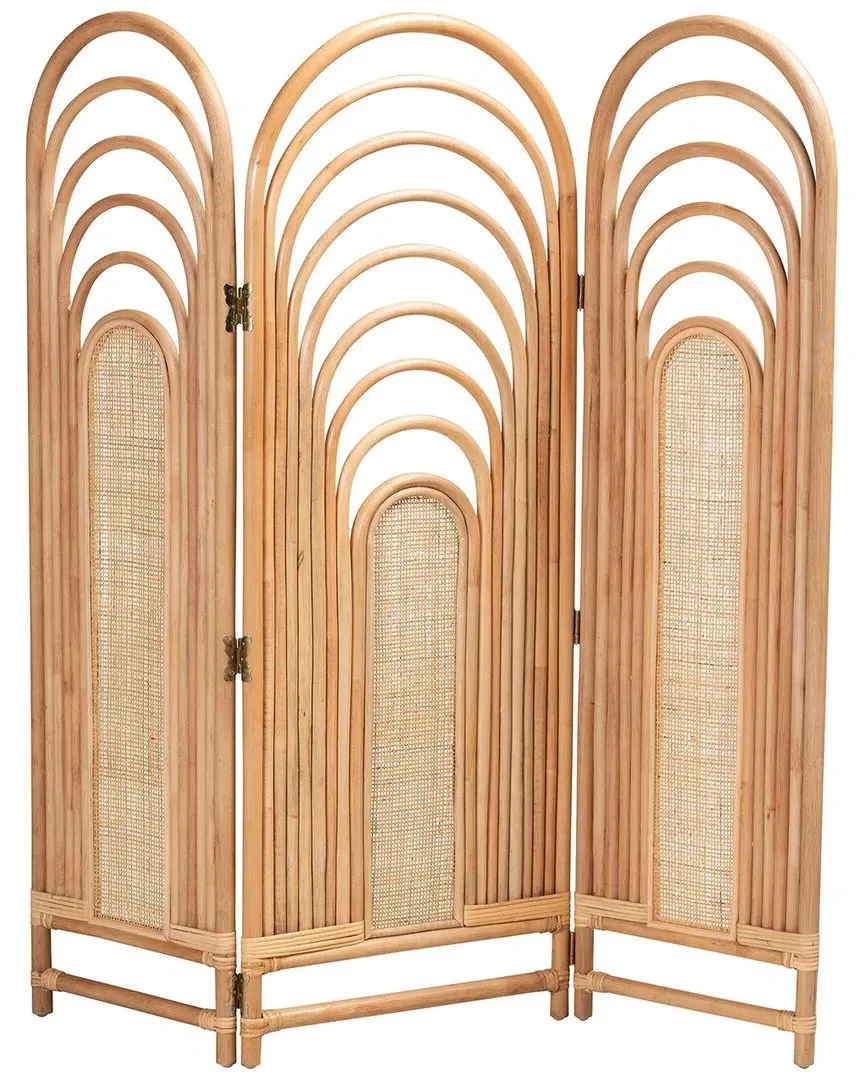 Golda Trifold Room Divider - Natural Brown, Rattan