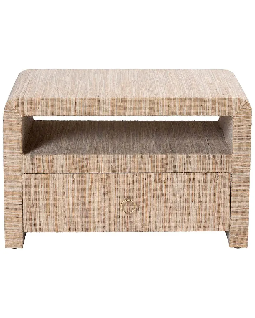 Hannah 1-Drawer Nightstand - Natural, Grasscloth