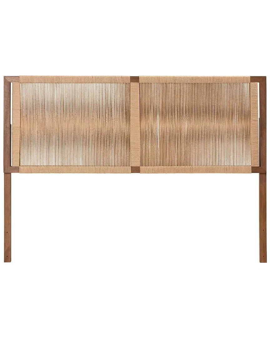 Holitz Queen Size Headboard with Rope Webbing - Walnut Brown image