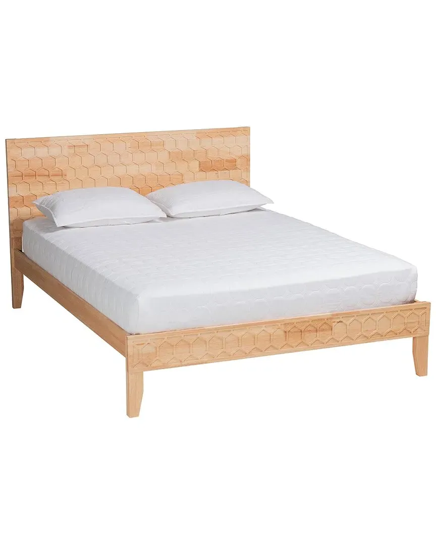 Hosea King Size Platform Bed with Honeycomb Design - Natural