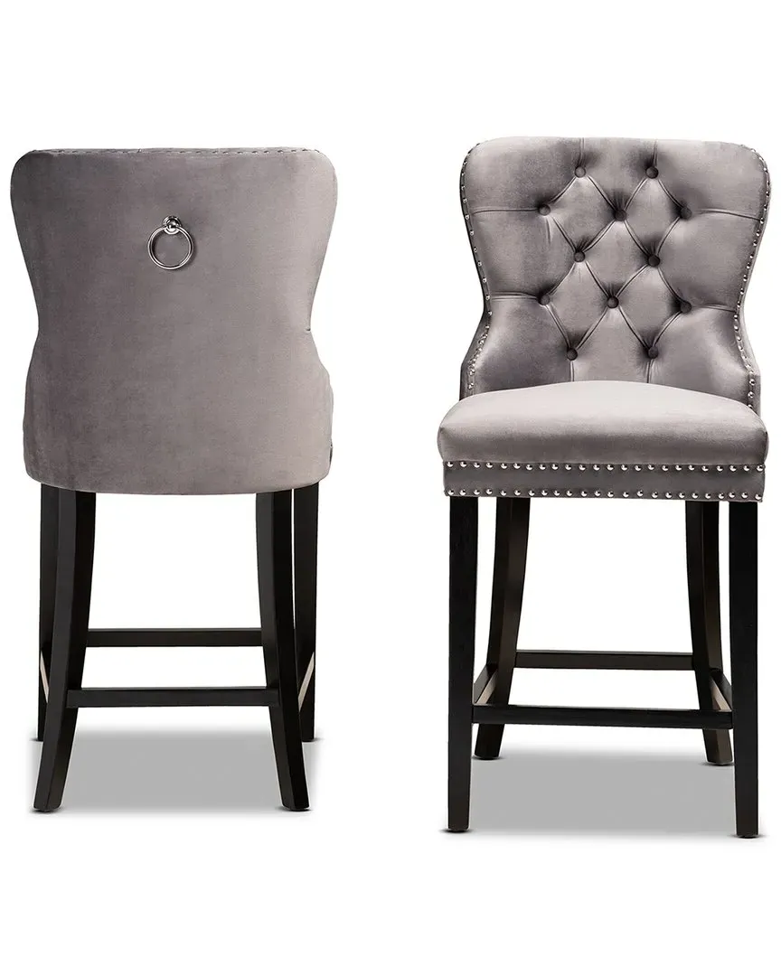 Howell 2pc Counter Stool Set - Grey, Velvet image
