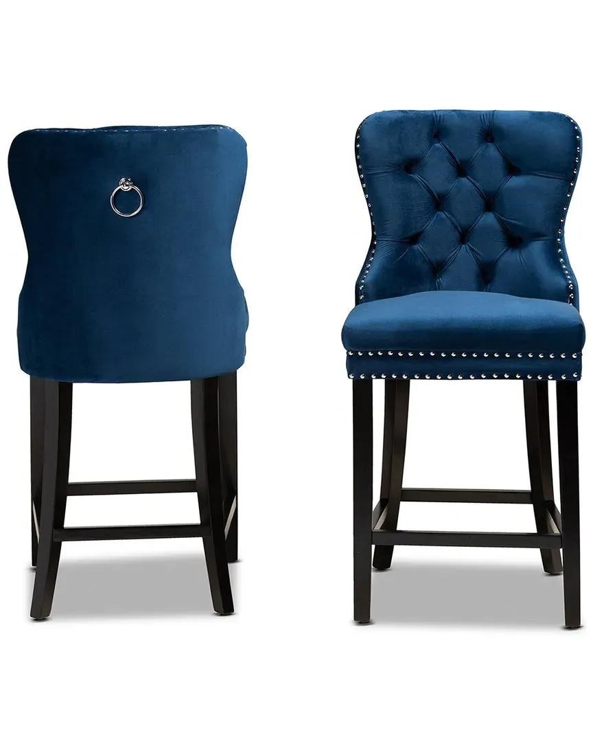Howell 2pc Counter Stool Set - Navy, Velvet