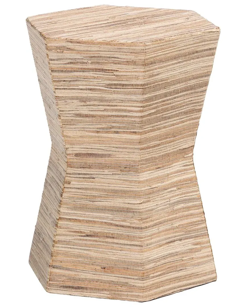 Idana Hourglass End Table - Natural, Grasscloth