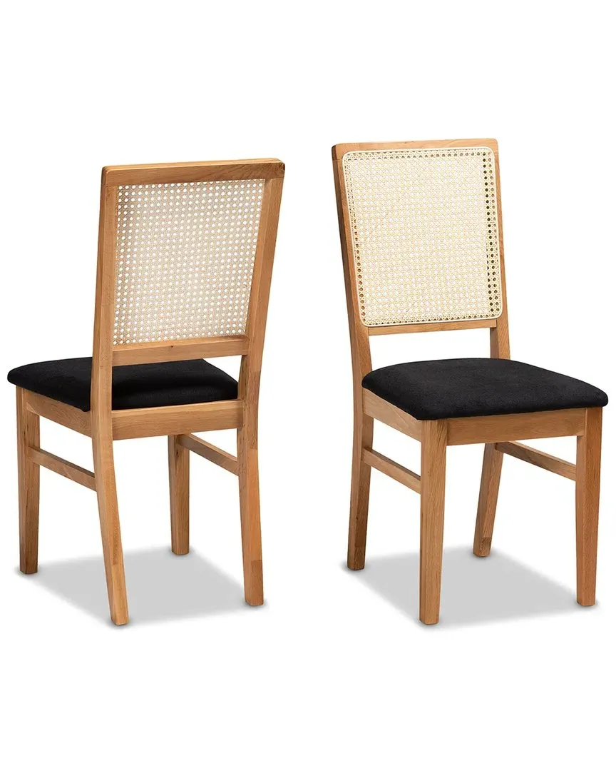 Idris 2-Piece Dining Chair Set - Black, Rattan