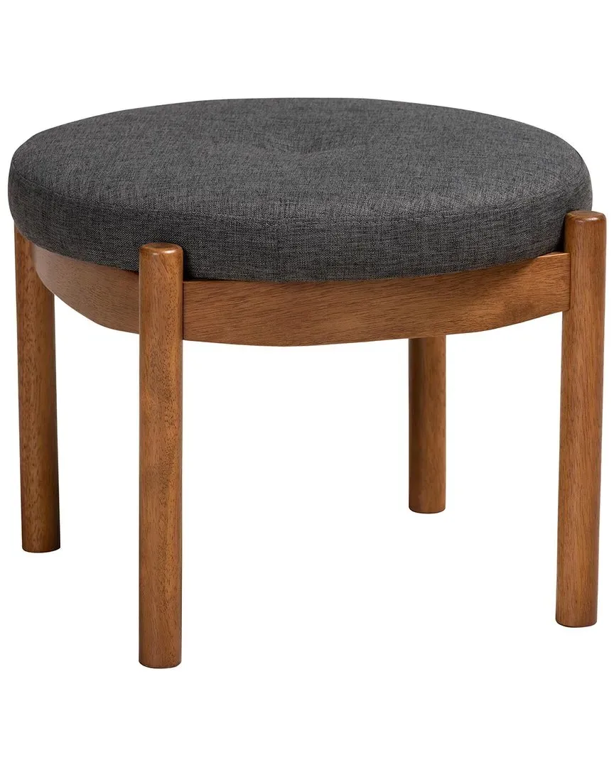 Iliana Round Ottoman Footstool - Dark Grey, Rubberwood image