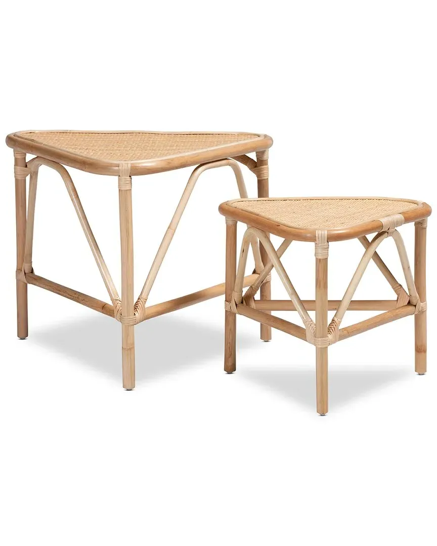 Jayden 2-Piece Nesting End Table Set - Natural Brown, Rattan image