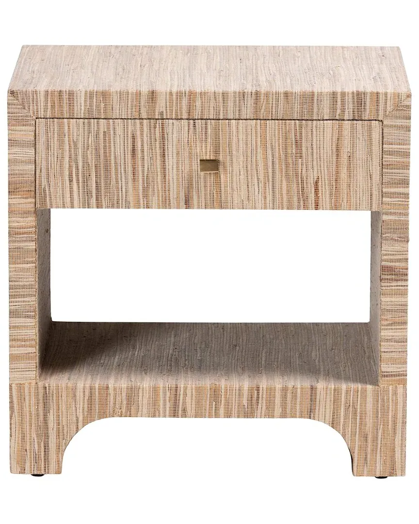Julia 1-Drawer Nightstand - Natural/Gold, Grasscloth