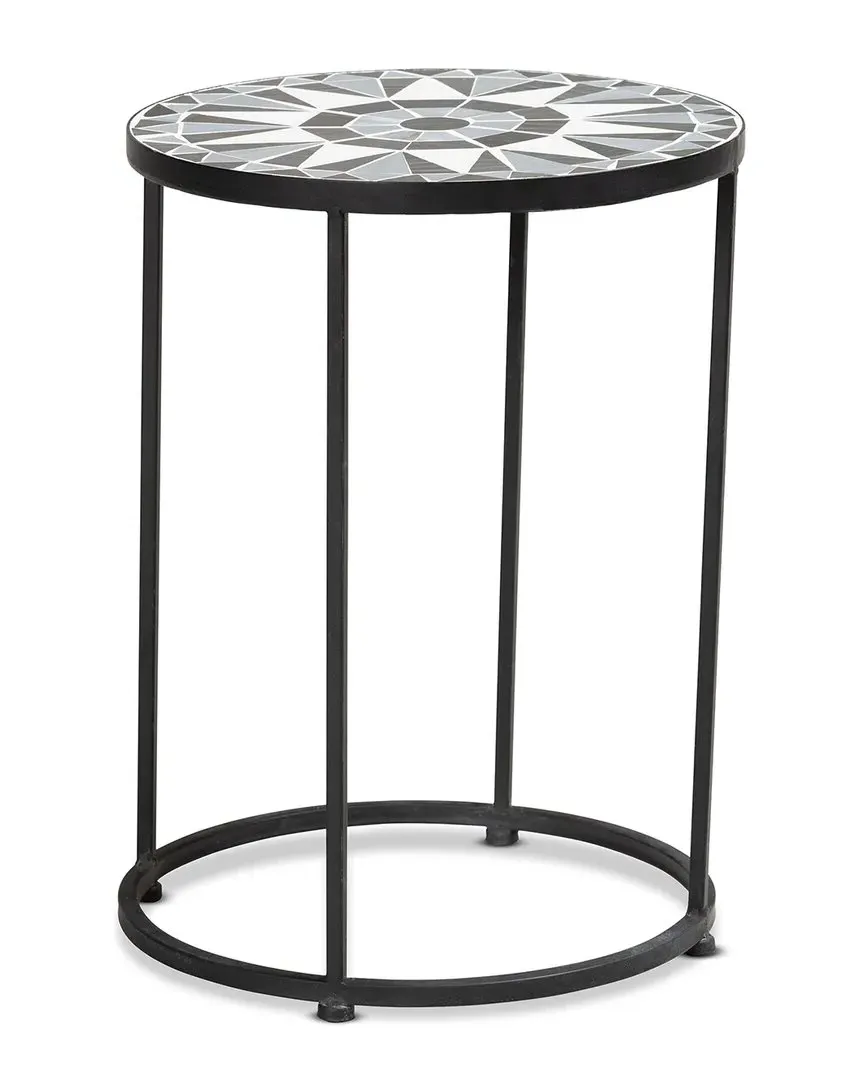 Kaden Round Outdoor Side Table - Black, Glass image