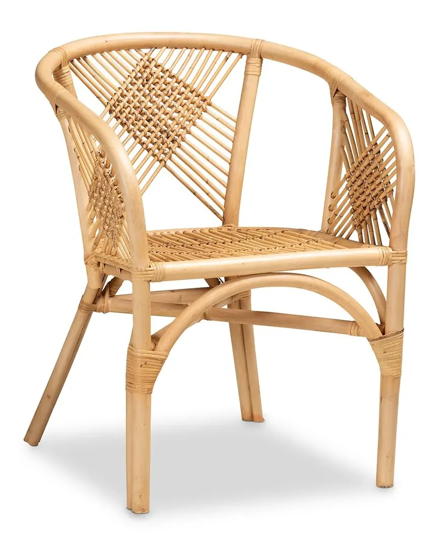 Kagama Dining Chair with Armrests - Brown, Rattan