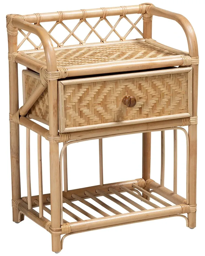 Kobie 1-Drawer Nightstand - Natural Brown, Rattan image