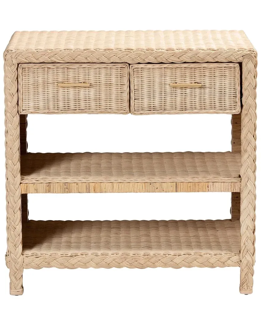Lanica 2-Drawer Console Table - Brown, Rattan