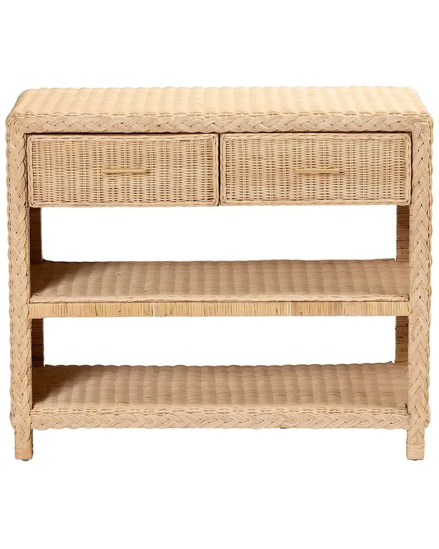 Lanica Braided Rattan Console Table with Drawers image
