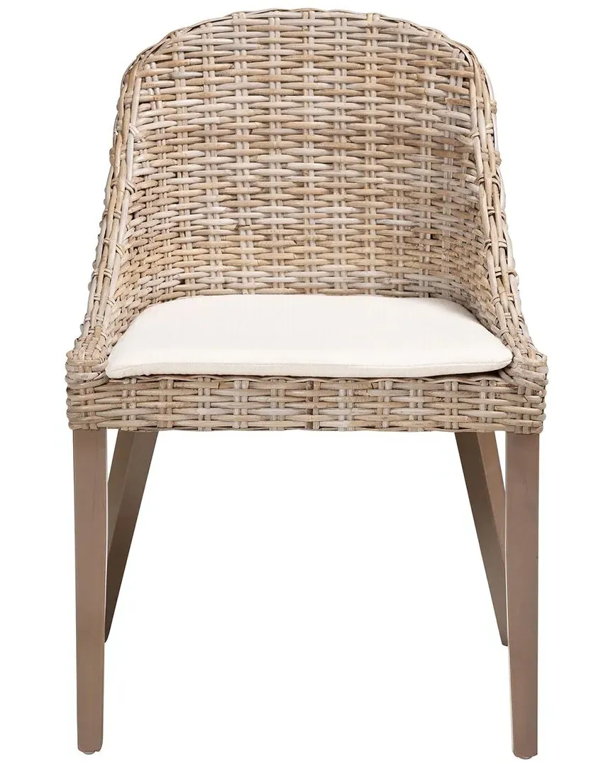 Lara Dining Chair with Cushion - Kubu Grey, Mahogany Wood