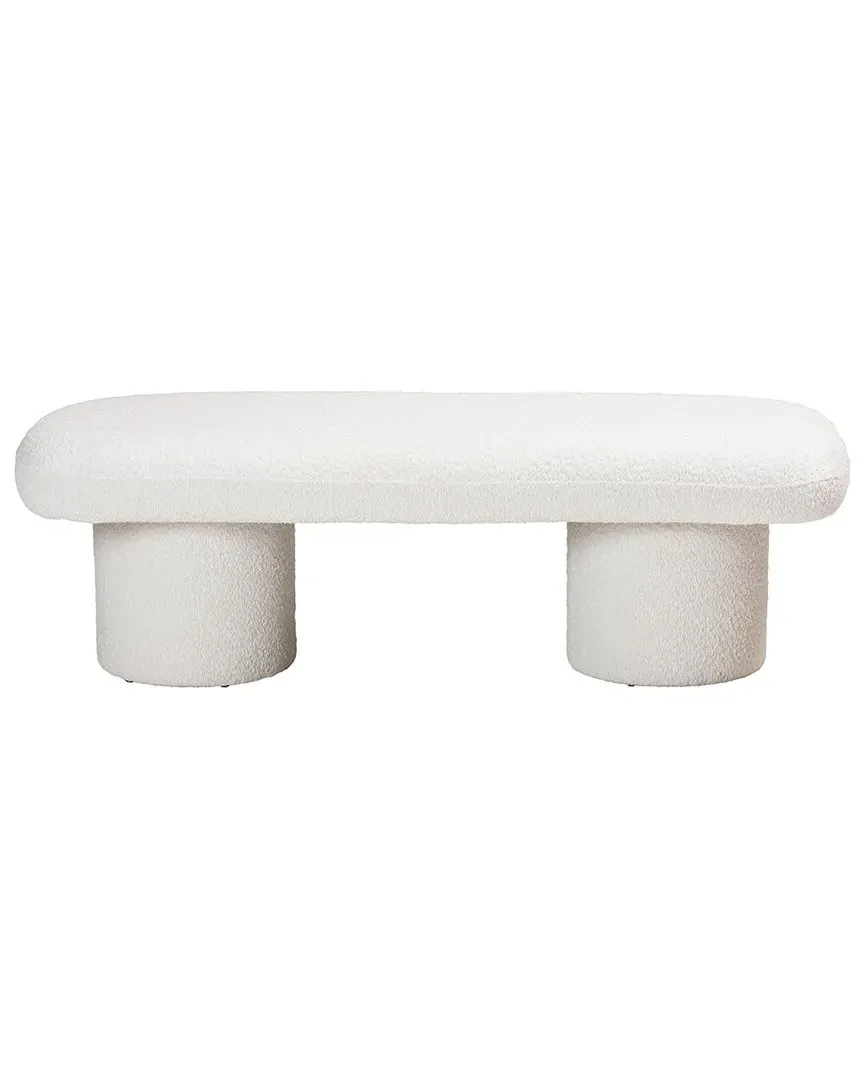 Laria Accent Bench - White, Teddy-Bear Fabric