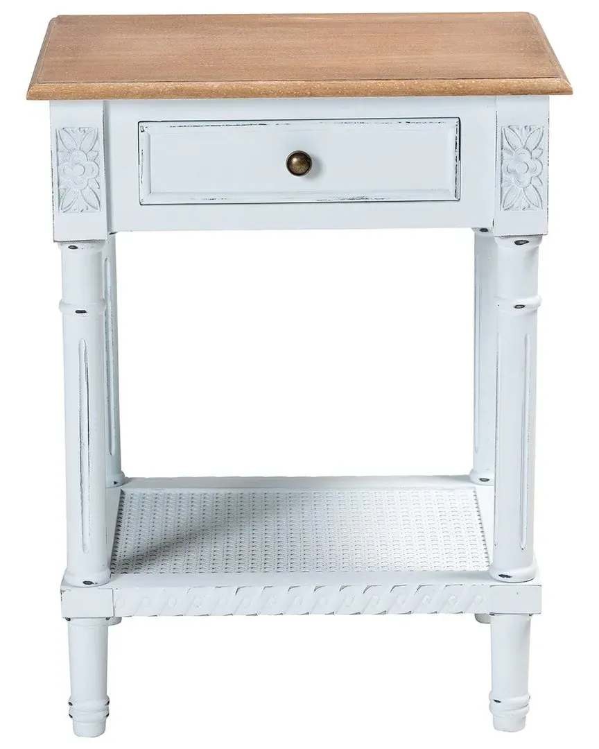Legrand French 1-Drawer End Table - White, Wood