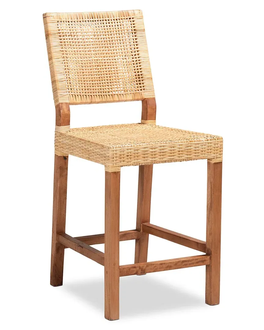 Lesia Counter Stool with Footrest - Brown, Rattan image
