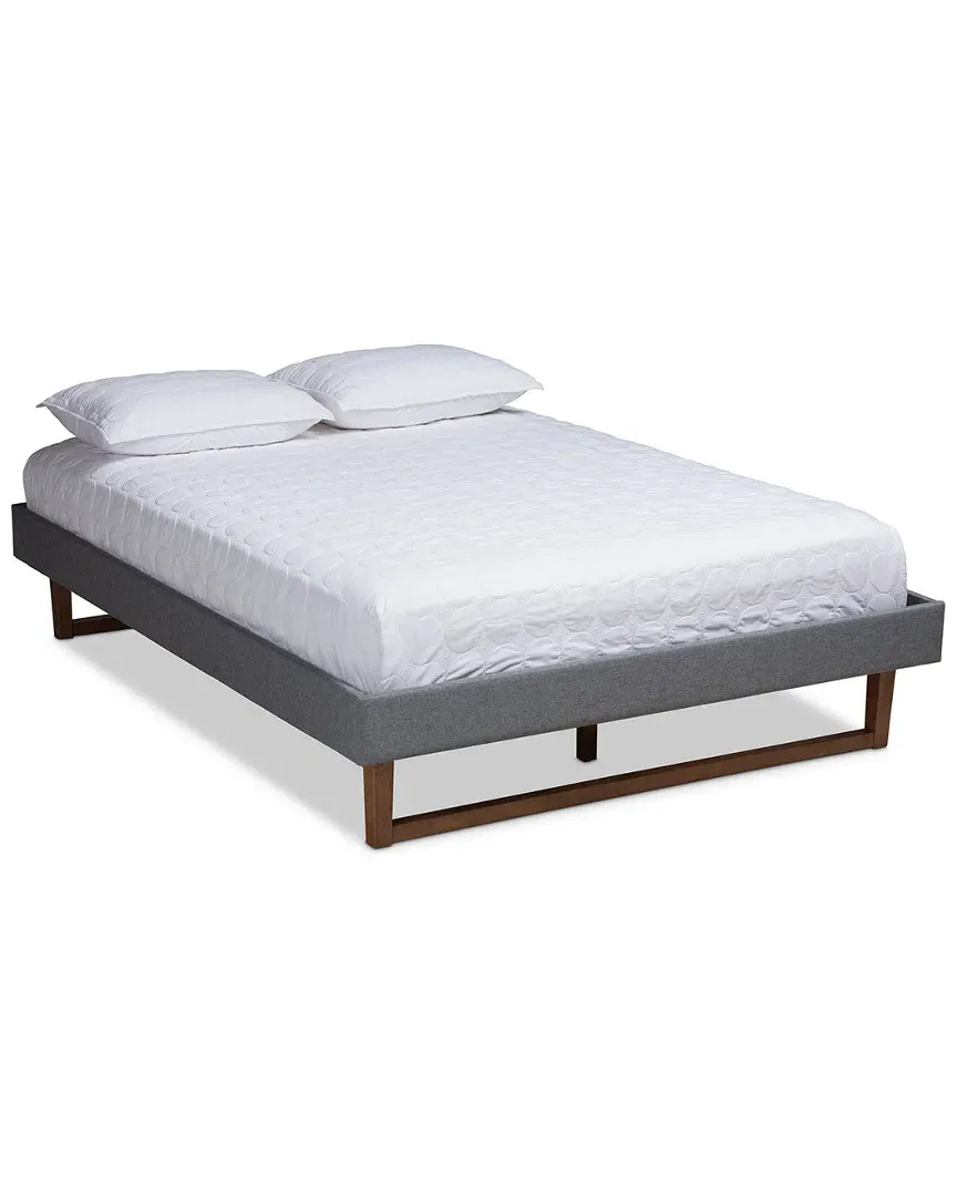 Liliya Full Size Platform Bed Frame - Dark Grey, Walnut
