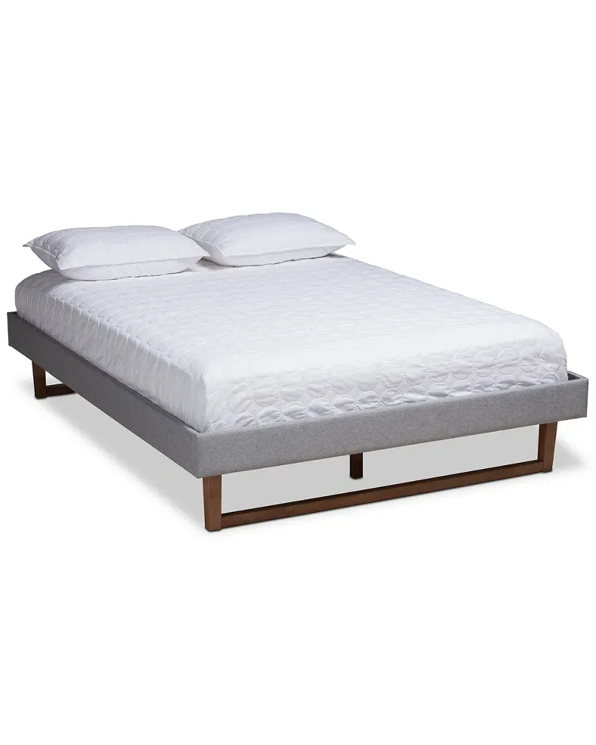 Liliya Full Size Platform Bed Frame - Grey, Walnut