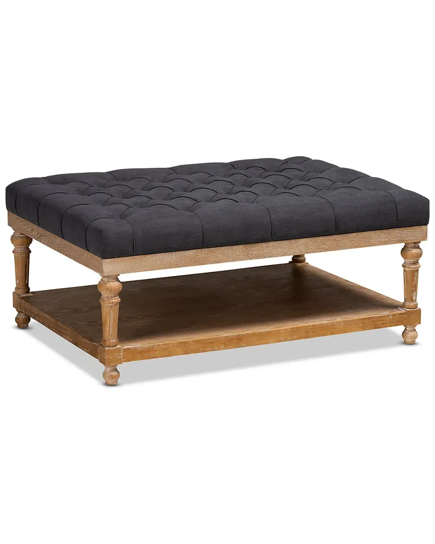 Lindsey Cocktail Ottoman with Storage - Charcoal, Linen image