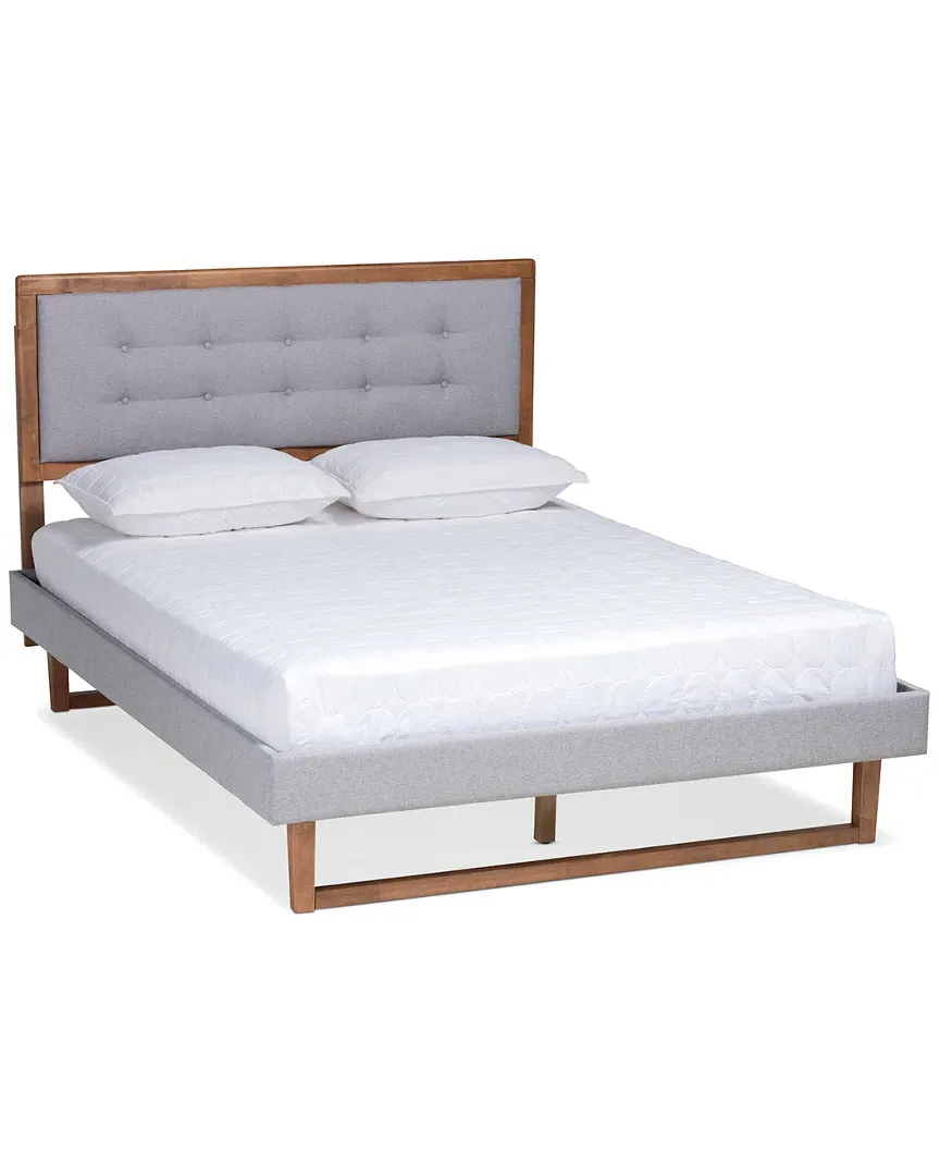 Livinia Full Platform Bed - Light Grey, Ash Walnut