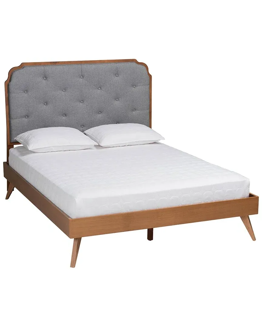 Lorana King Size Platform Bed - Grey, Polyester