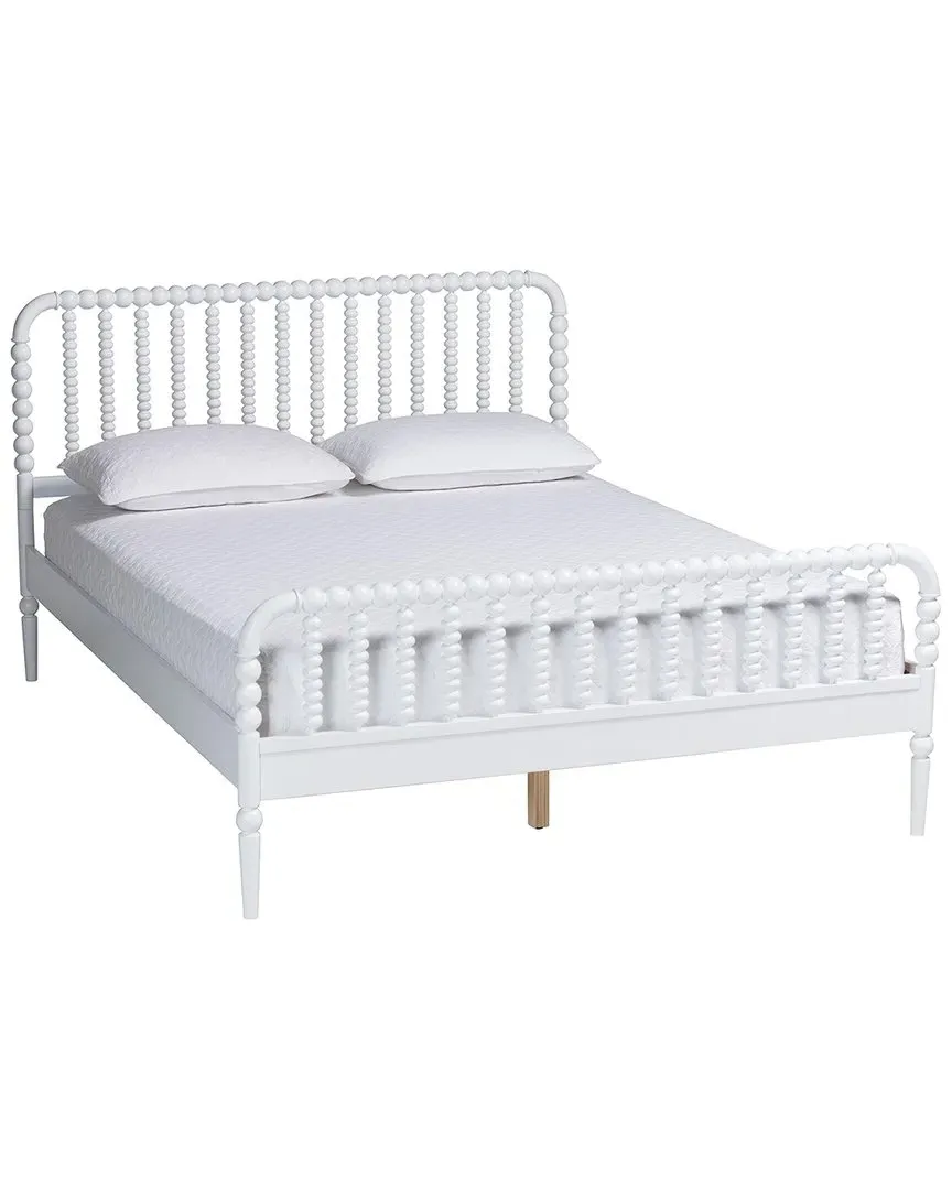 Lucera Full Size Bobbin Bed Frame - White, Rubberwood