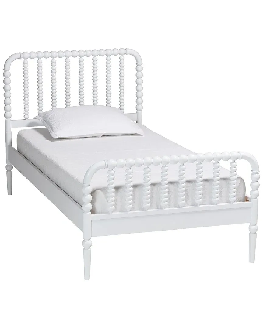 Lucera Twin Size Bobbin Bed Frame - White, Rubberwood image