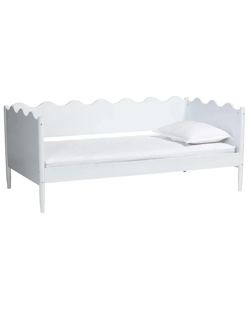 Malaya Twin Daybed with Scalloped Edges - White, Rubberwood