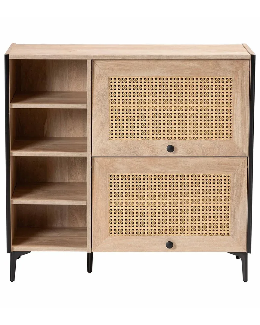Malcolm Shoe Cabinet with Flipper Doors - Oak Brown, Wood