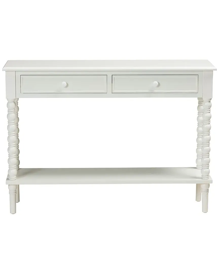 Malinda 2-Drawer Console Table with Spindle Legs - White