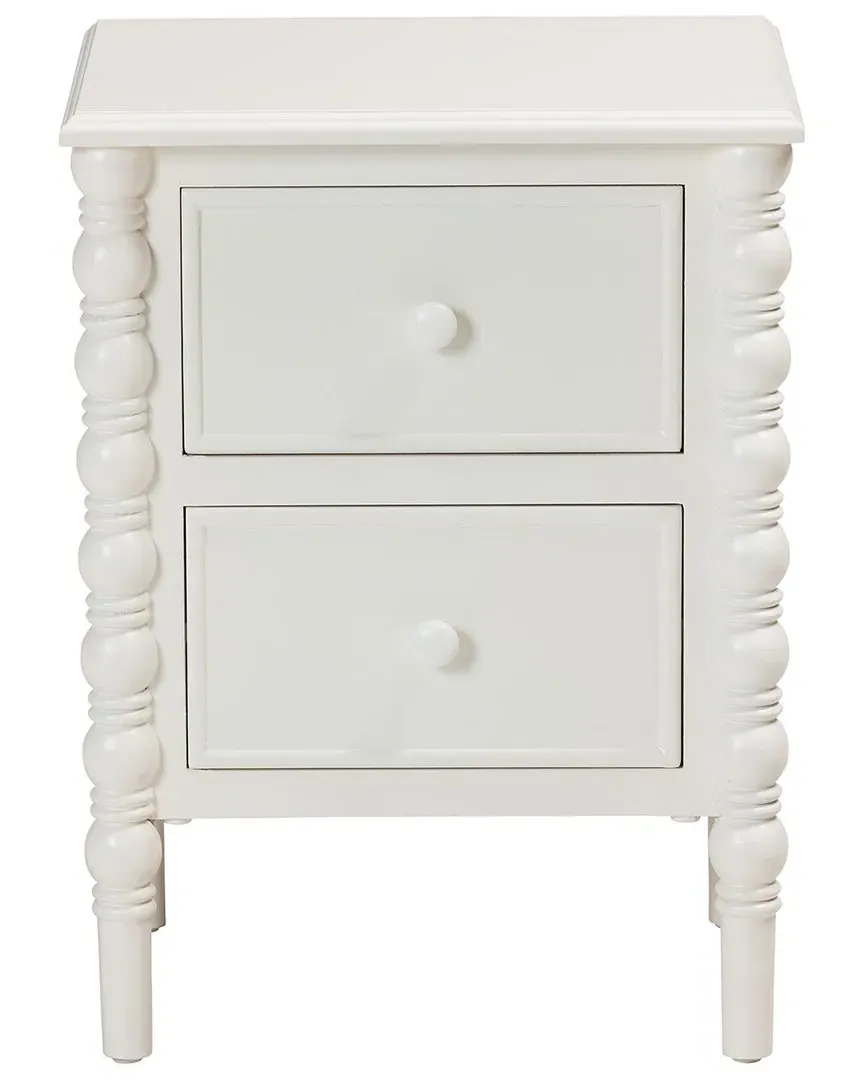 Malinda 2-Drawer End Table with Spindle Legs - White image