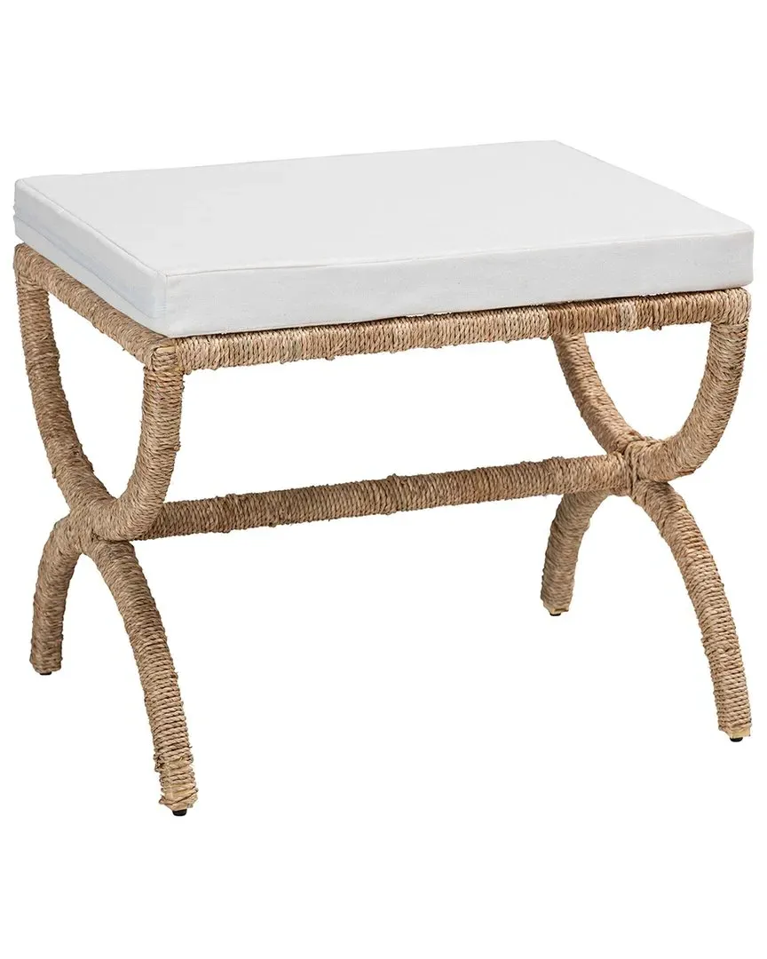 Maliyah Japandi Seagrass Ottoman - Natural Brown