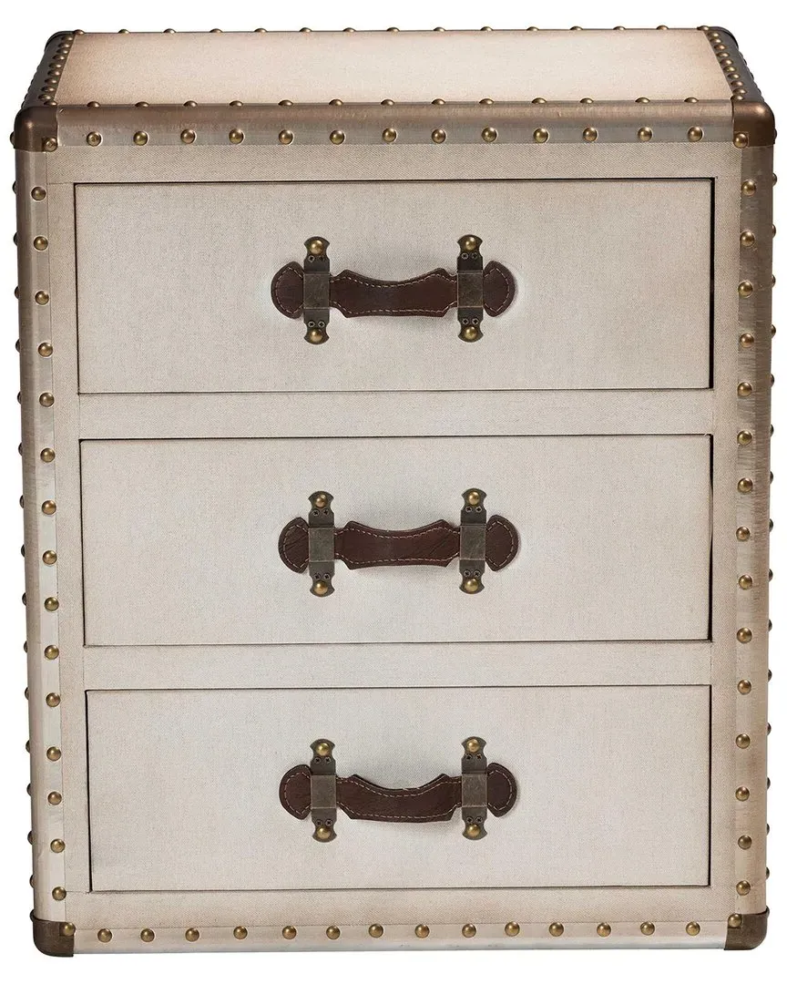 Mallison 3-Drawer End Table with Storage - Beige, Canvas image