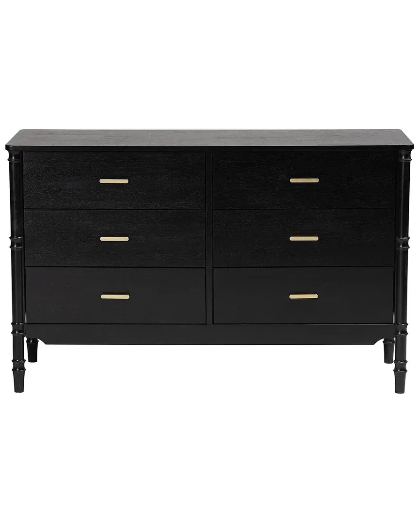 Marisela 6-Drawer Dresser - Black, Rubberwood