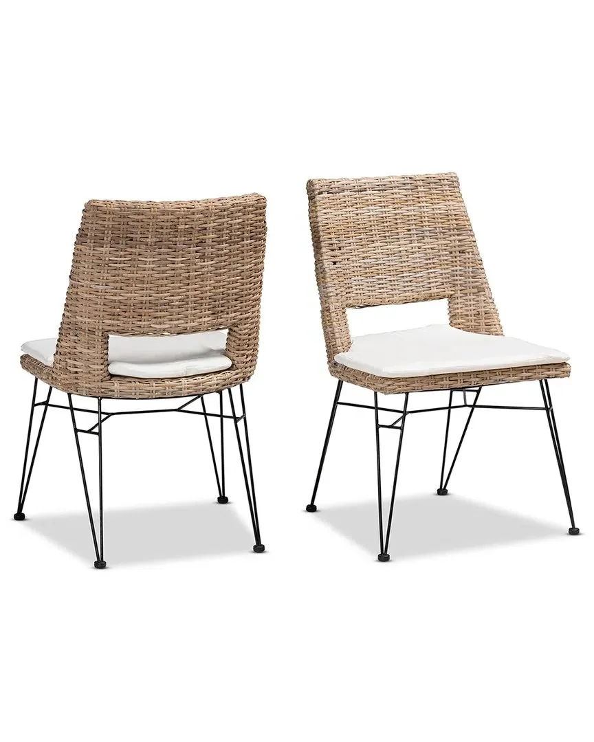 Nafaro 2-Piece Dining Chair Set with Cushion - Grey, Rattan image