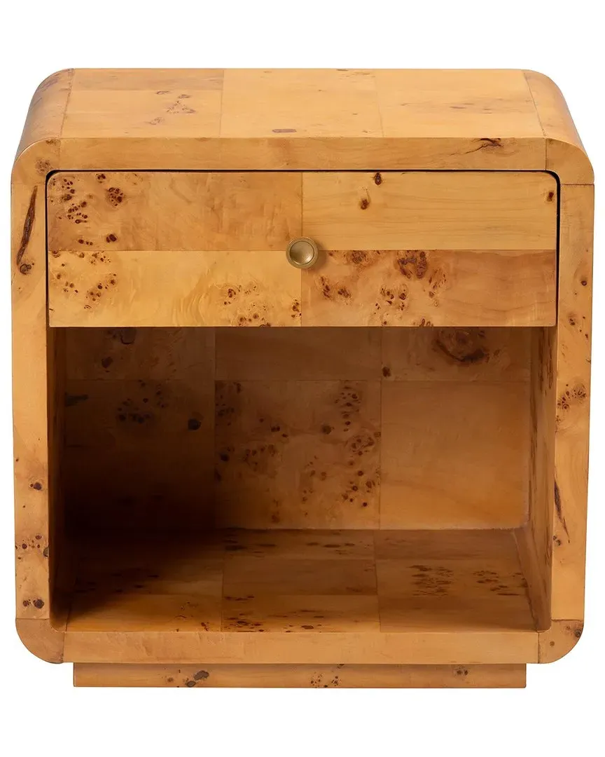 Netra 1-Drawer Nightstand - Light Mappa Burl image