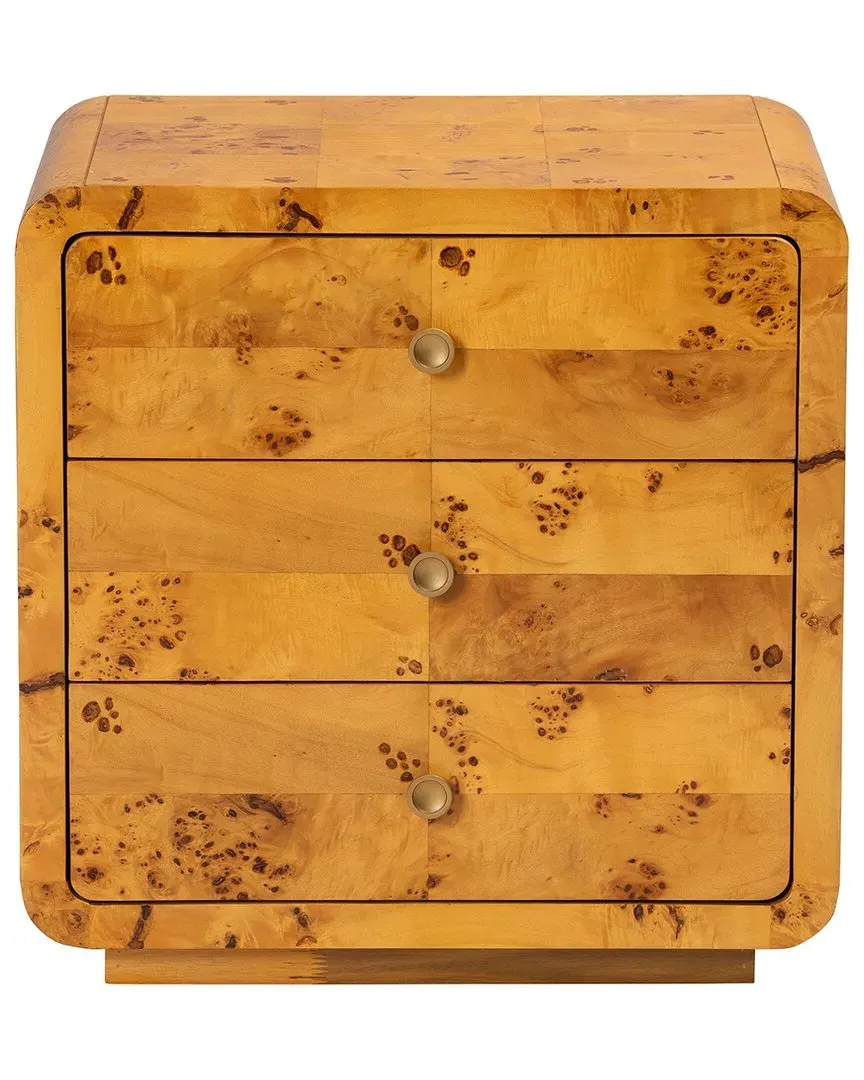 Netra 3-Drawer Nightstand - Light Mappa Burl