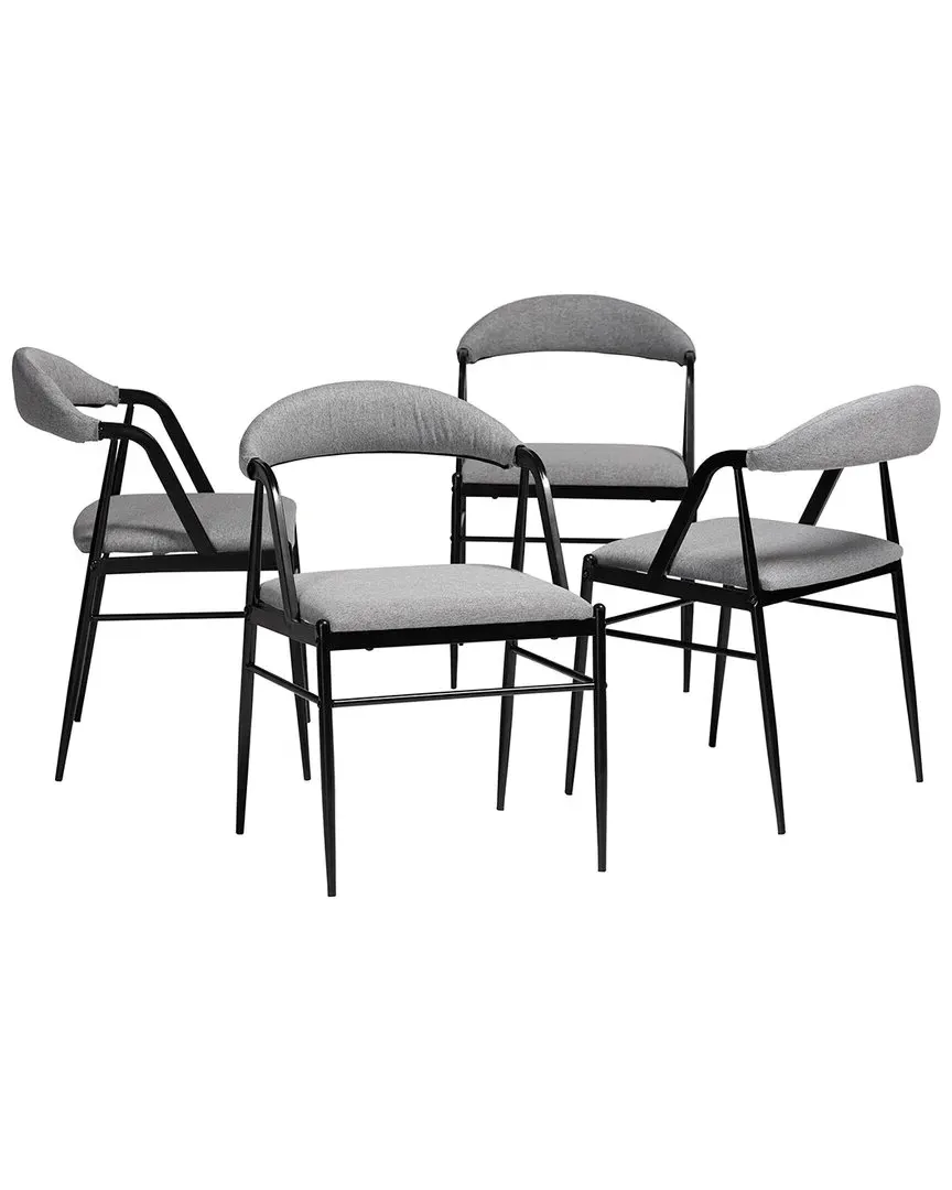 Orrin Industrial Fabric & Metal 4pc Dining Chair Set - Grey