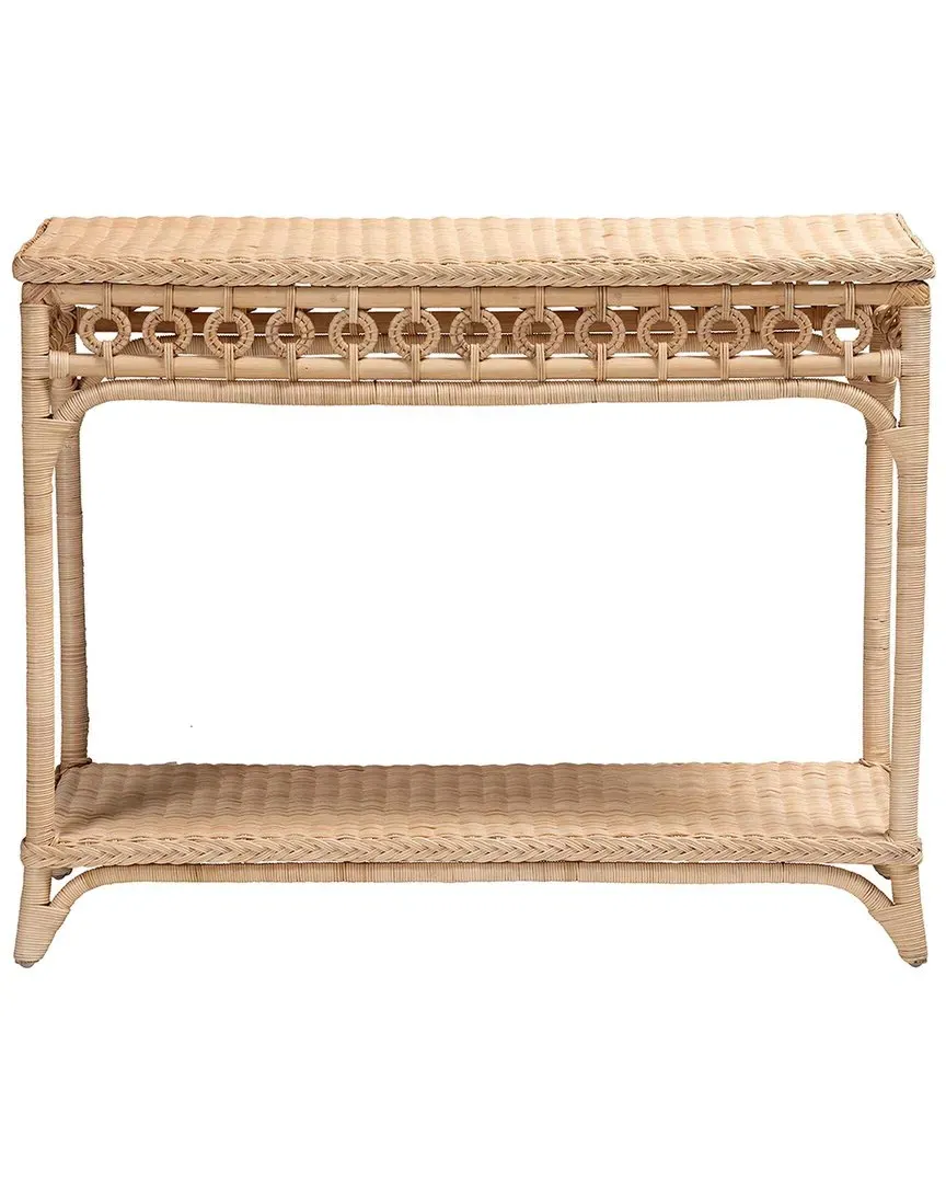 Oxford Braided Console Table with Shelf - Natural Brown, Rattan