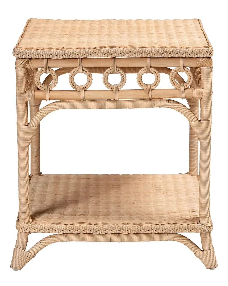 Oxford Braided End Table with Shelf - Natural Brown, Rattan image