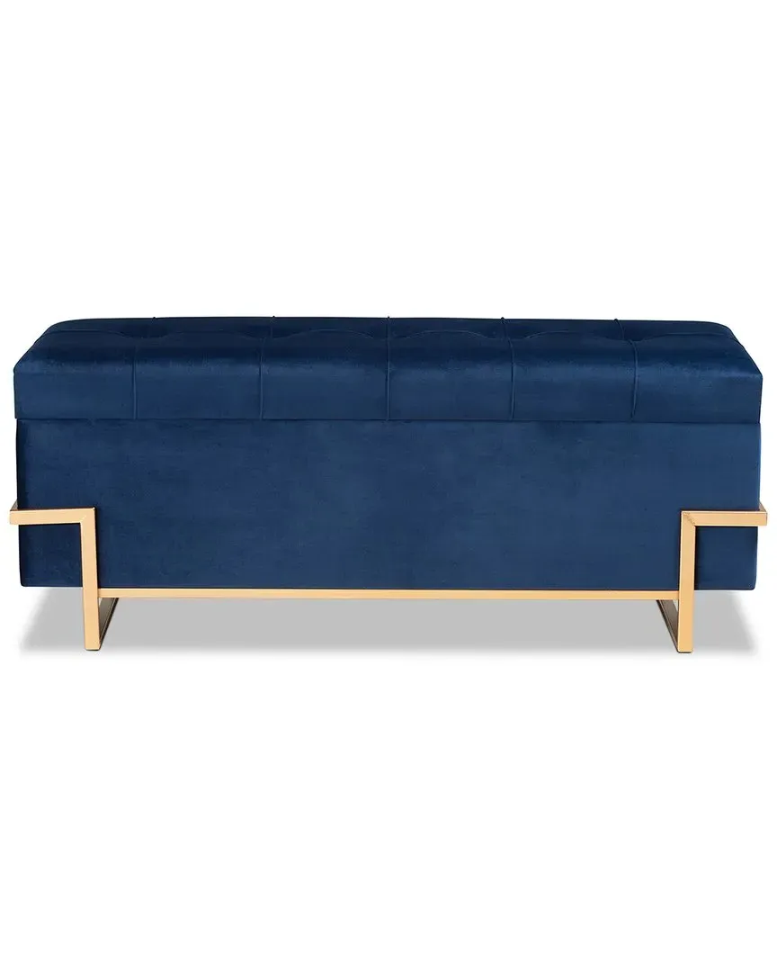 Parker Storage Ottoman - Navy, Velvet image