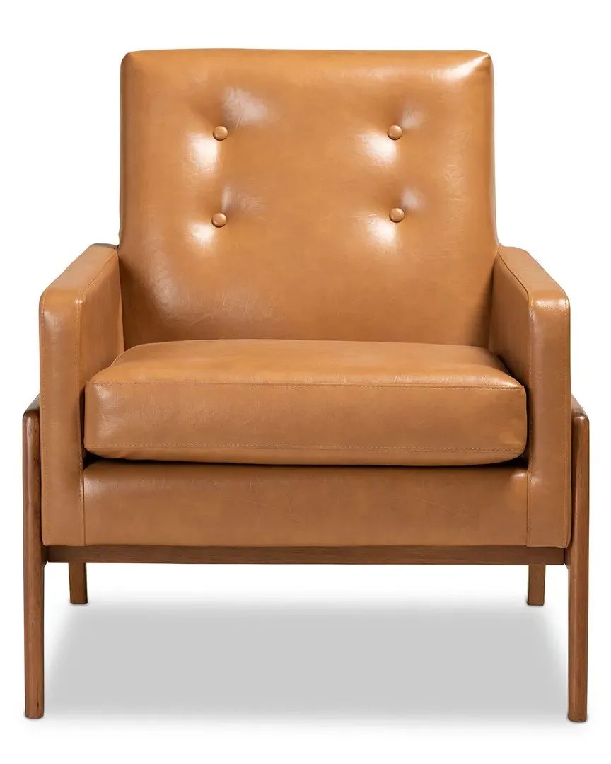 Perris Lounge Chair - Tan, Faux Leather image