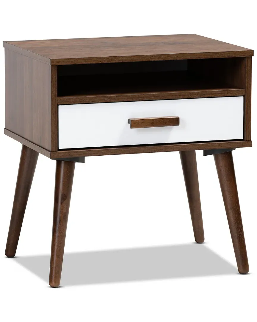 Quinn Two-Tone 1-Drawer End Table - Walnut, White image