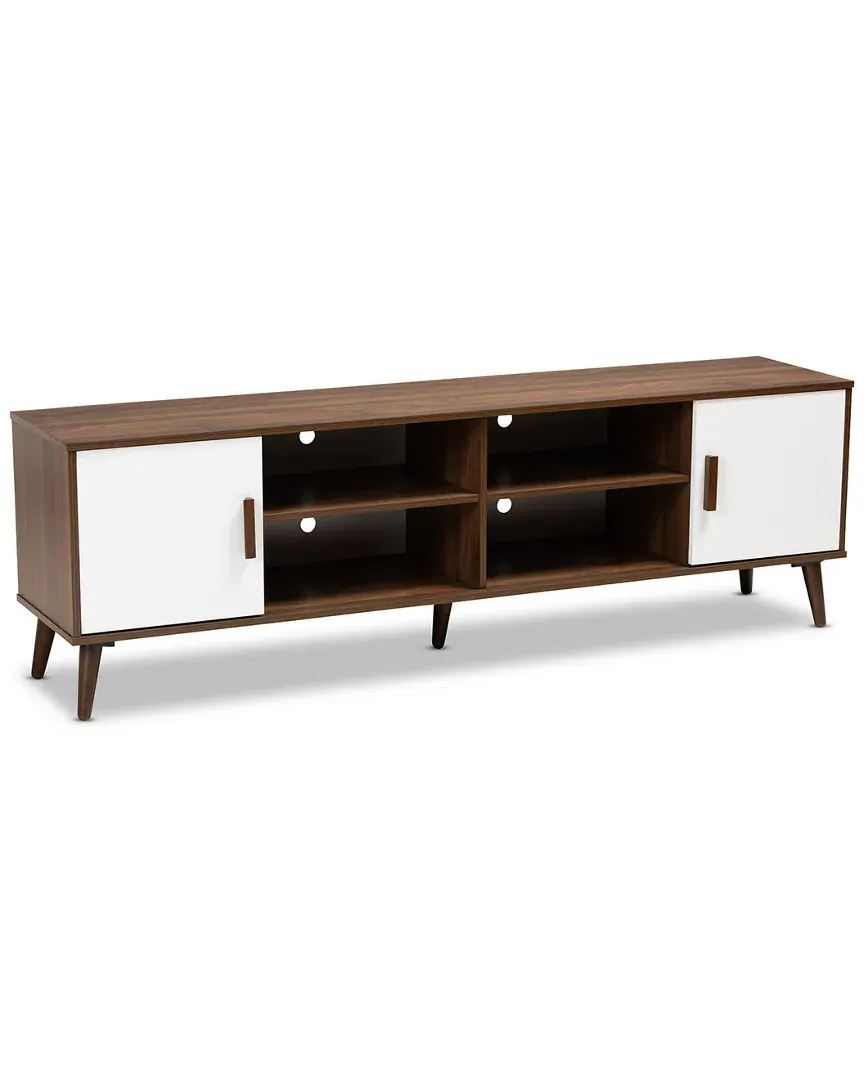 Quinn Two-Tone 2-Door TV Stand - Walnut, White