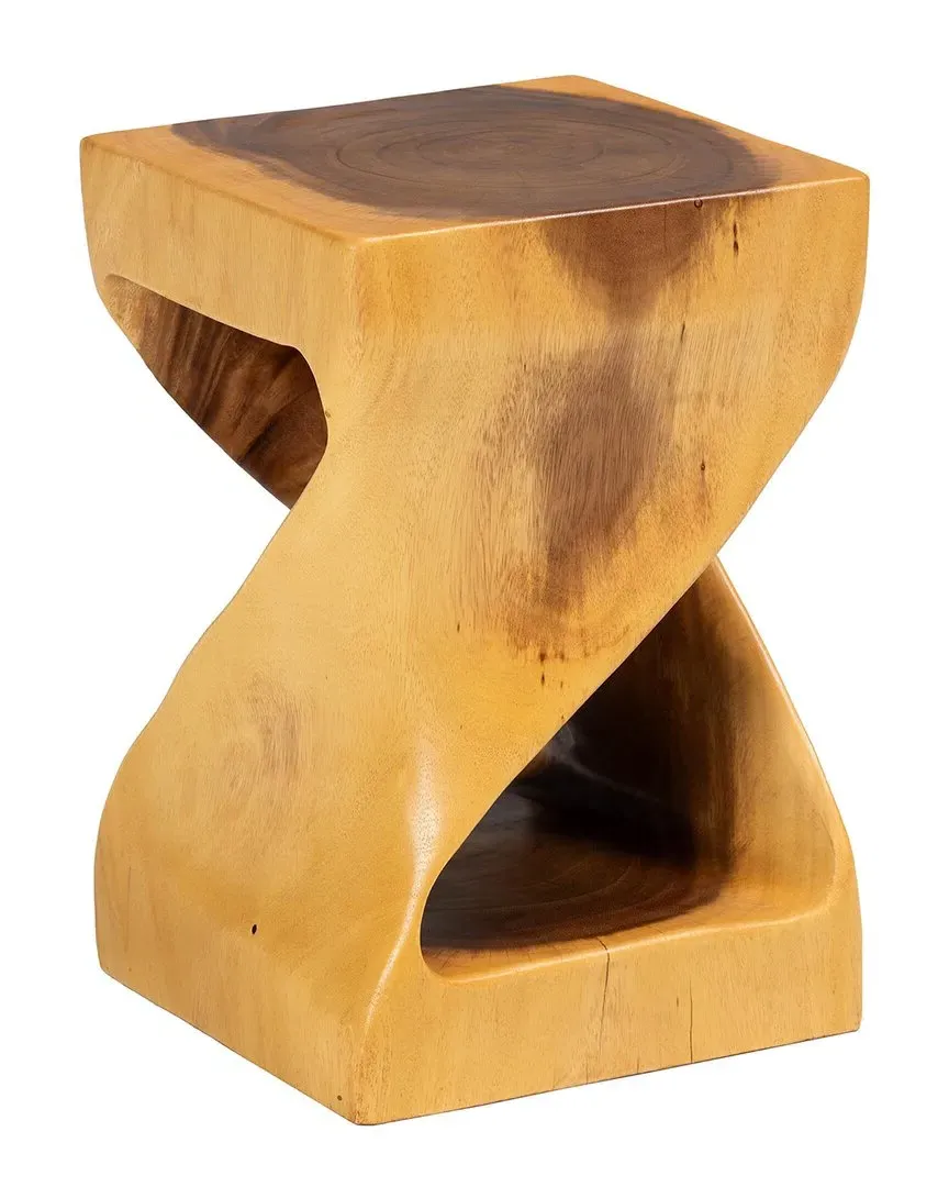 Rapha Square Side Table with Shelf - Natural Brown, Suar Wood image