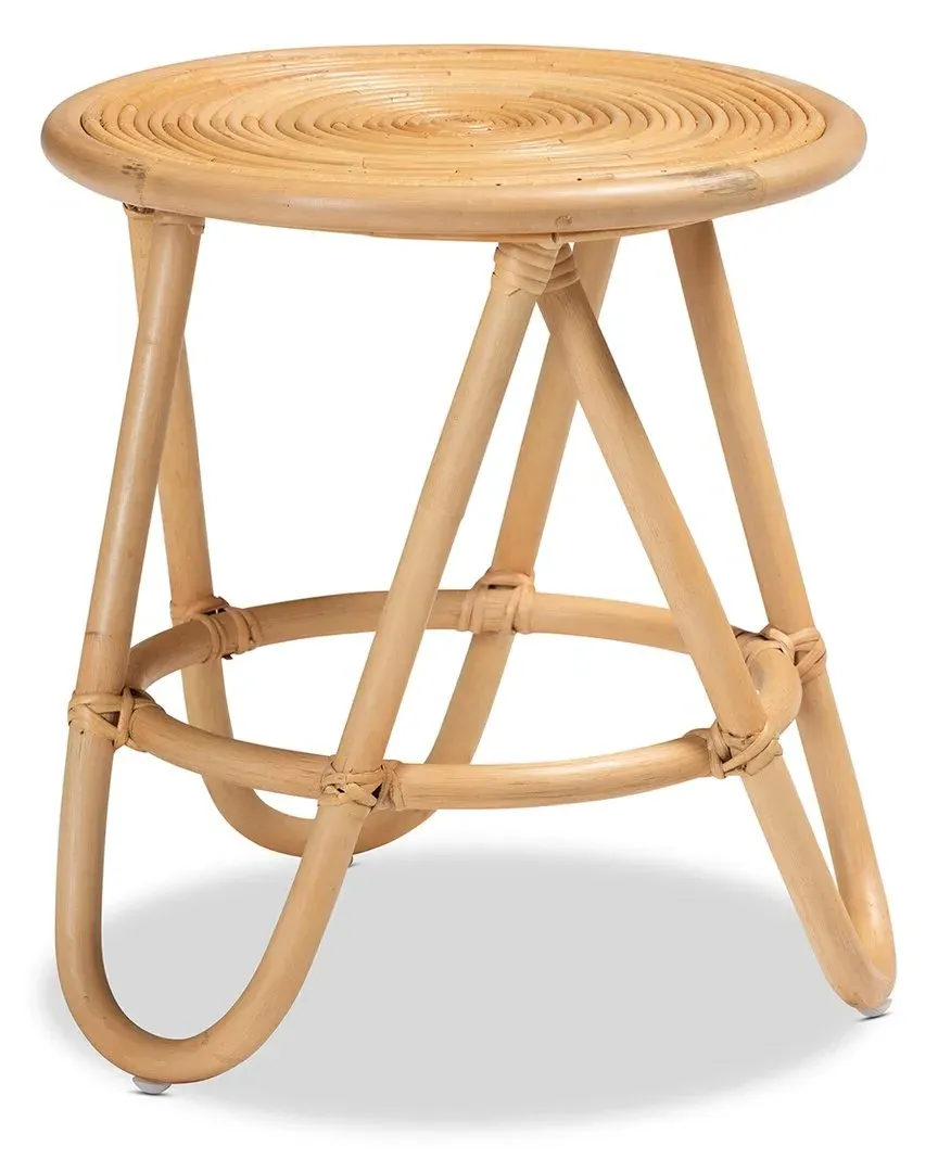 Rinjani Round End Table with Hairpin Legs - Brown, Rattan image