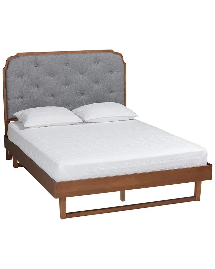 Roald King Size Platform Bed - Grey, Walnut